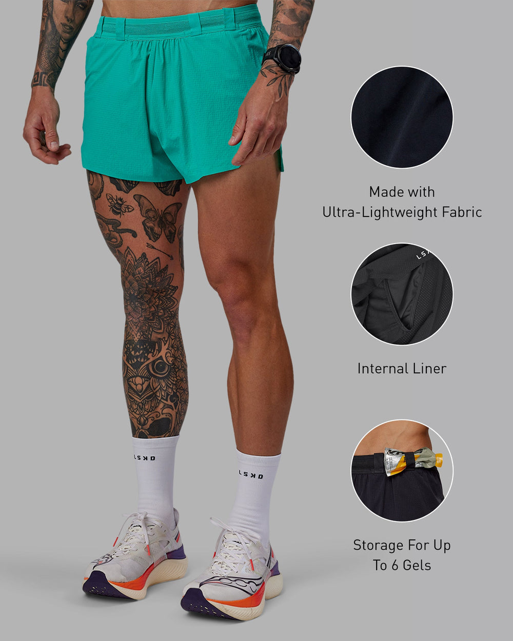 Man wearing Race Day 3" Lined Running Shorts - Atlantis