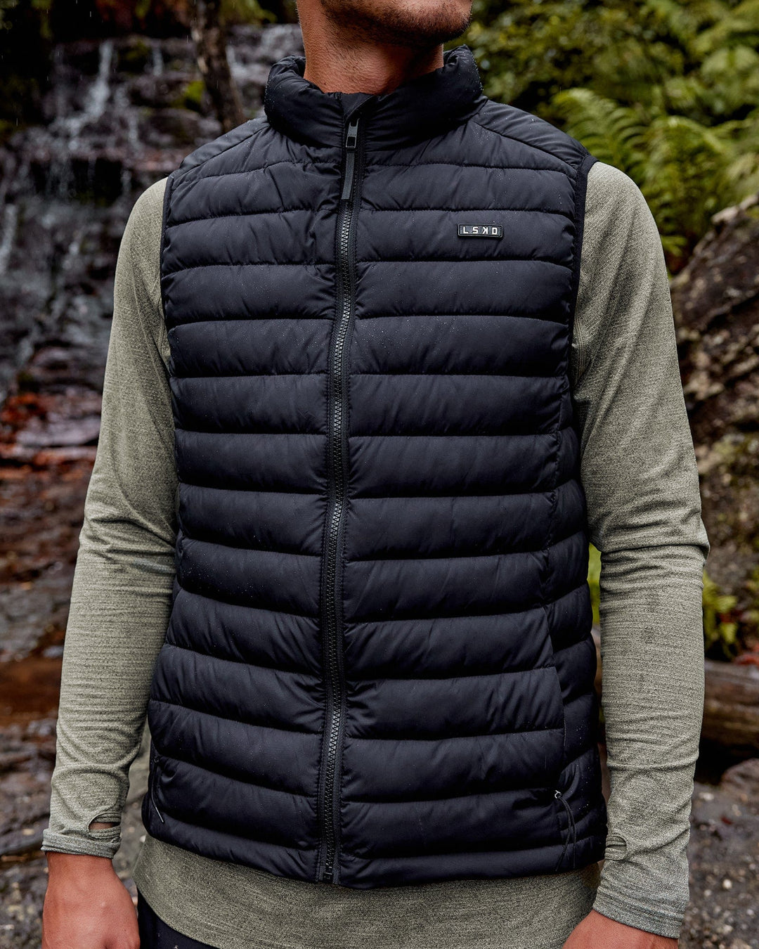 Man wearing All Day Puffer Vest - Black