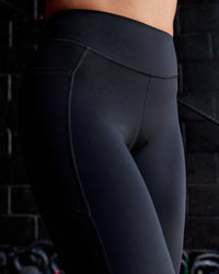 Woman wearing Elite High-Rise Full Length Legging Pockets - Black