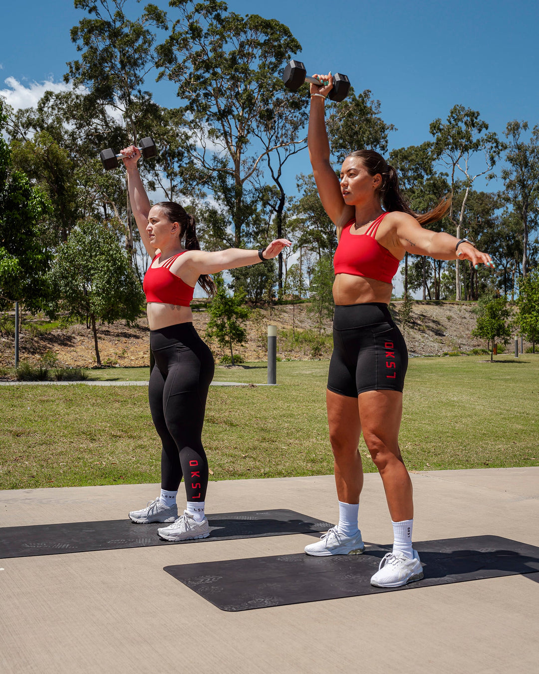 Woman wearing Galvanise Sports Bra - Crimson