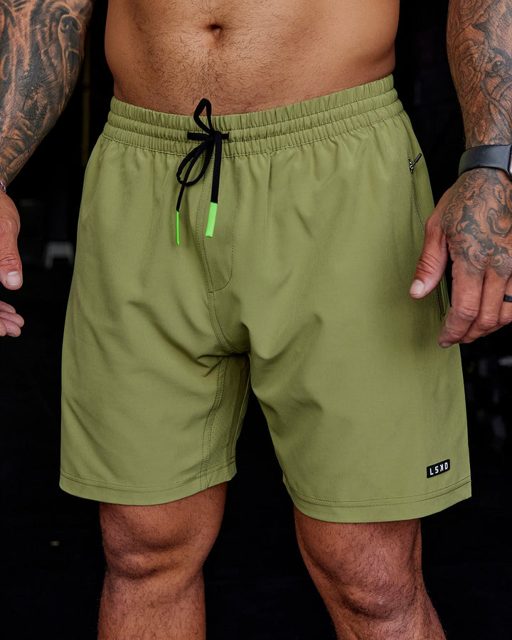 Rep 7'' Performance Short - Moss Stone-Lime