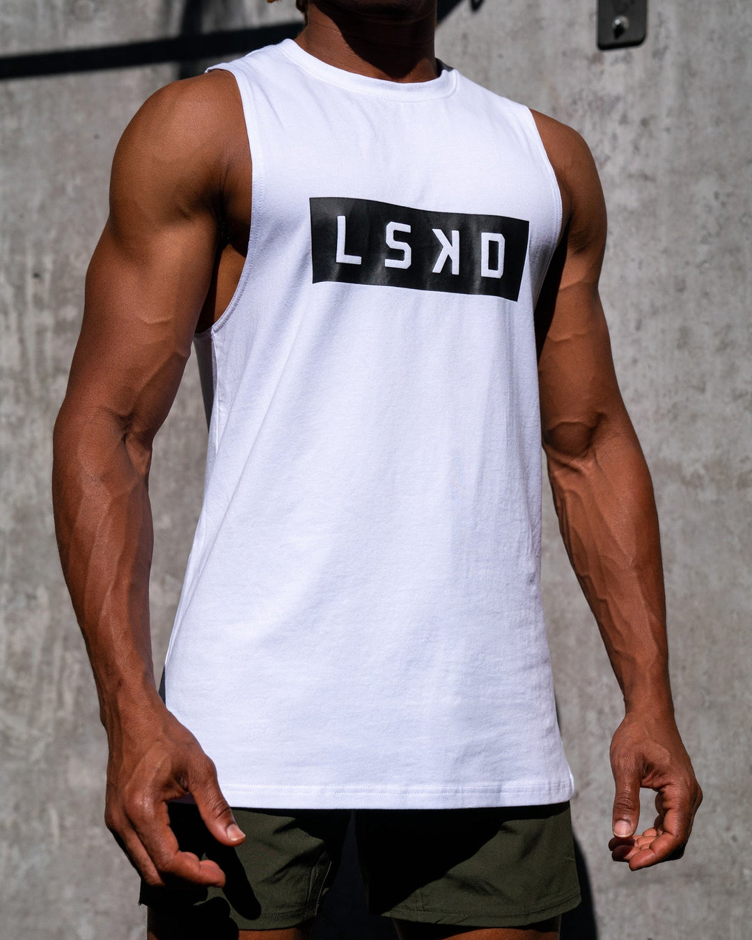 Strength FLXCotton Training Fit Tank - White-Black