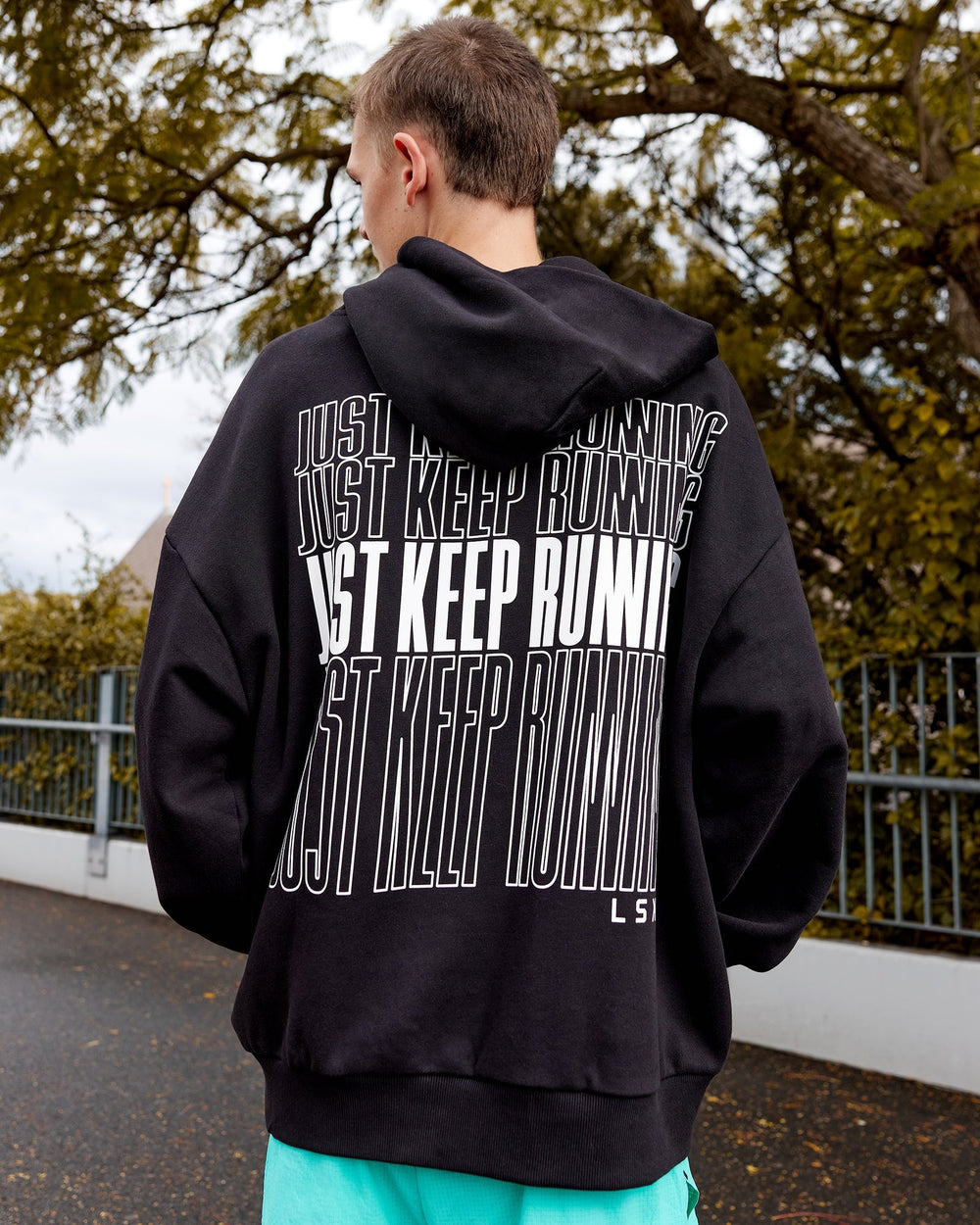 Unisex Keep on Running Hoodie Oversize - Black-White