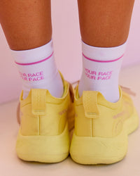 Your Race Fast Performance Quarter Socks - White-Marshmallow