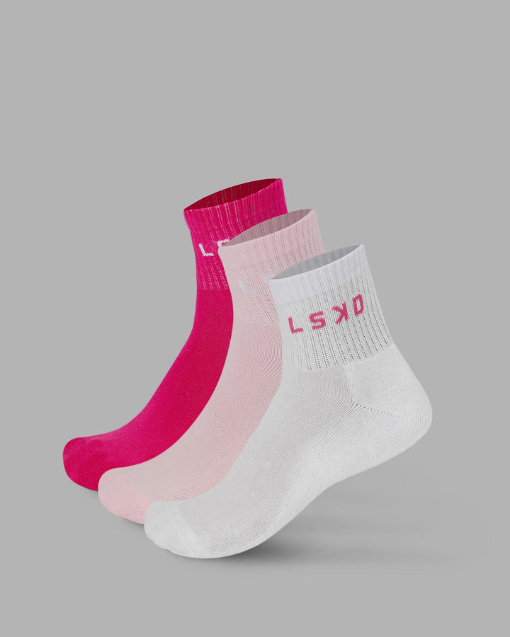 Daily 3 Pack Quarter Socks - Multi Pink
