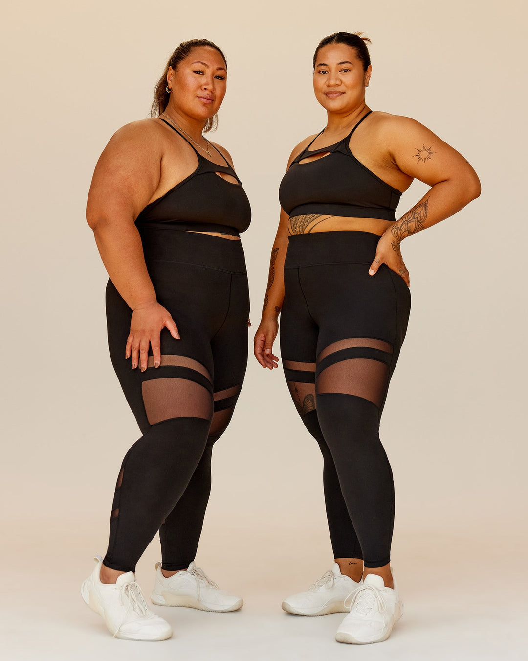 Woman wearing Be Bold Sports Bra - Black | Model:Both | Size:Duo