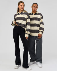 Duo wearing Clubhouse Unisex Rugby Polo - Off White-Grey | Model:Both | Size:Duo