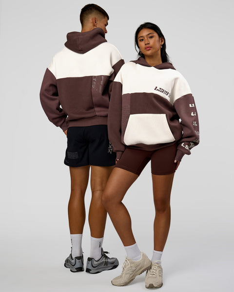 Deconstructed Fleece Hoodie - Off White-Cocoa Powder-Choc | LSKD
