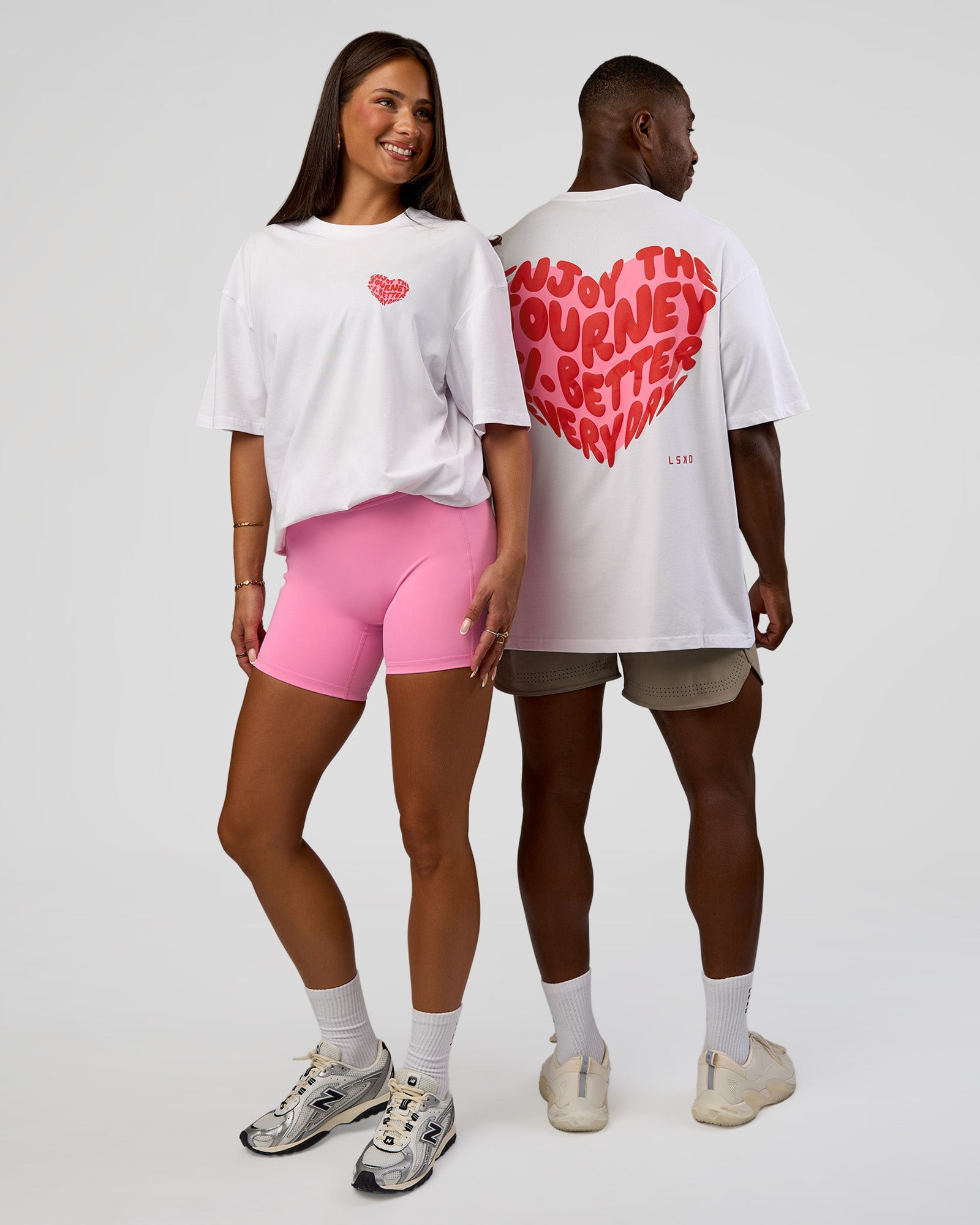 Love the Journey FLXCotton Oversized Tee - White-Candy Pink | LSKD