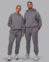 Duo wearing MVP Quilted Track Pant - Storm Front-Geometric | Model:Duo | Size:Duo