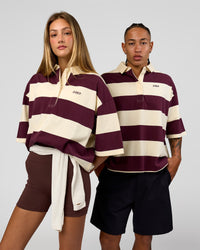 Duo wearing Oversized Rugby Polo - Off White-Cherry| Model:Both | Size:Duo