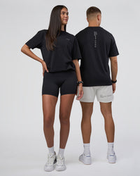 Duo wearing Research Department FLXCotton Oversized Tee - Black | Model:Both | Size:Duo