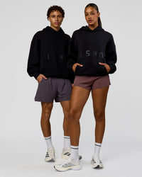 Duo wearing Shadow Mode Oversized Hoodie - Black | Model:Both | Size:Duo