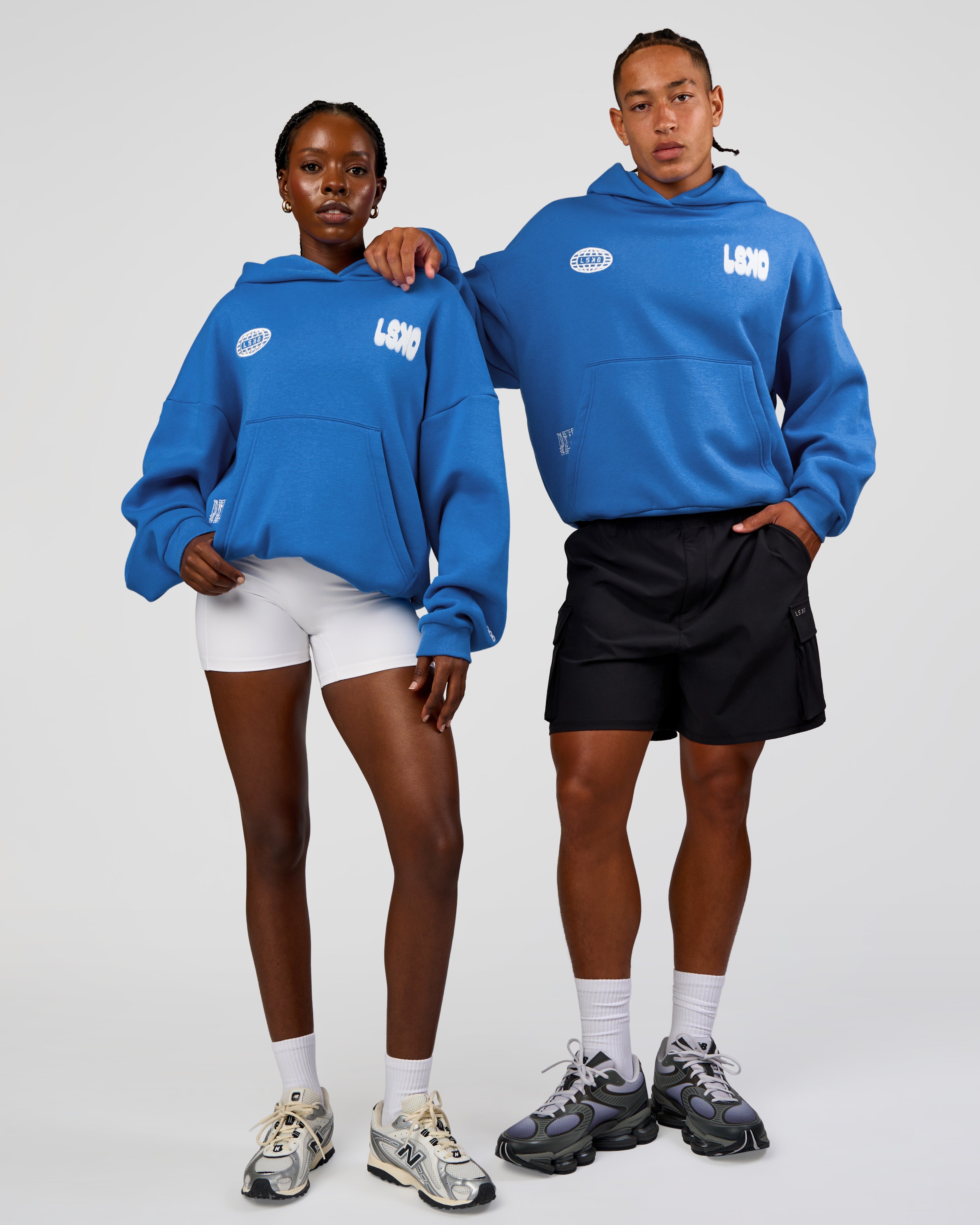 Static Grit Unisex Boxy Hoodie - Palace Blue-White | LSKD – LSKD US