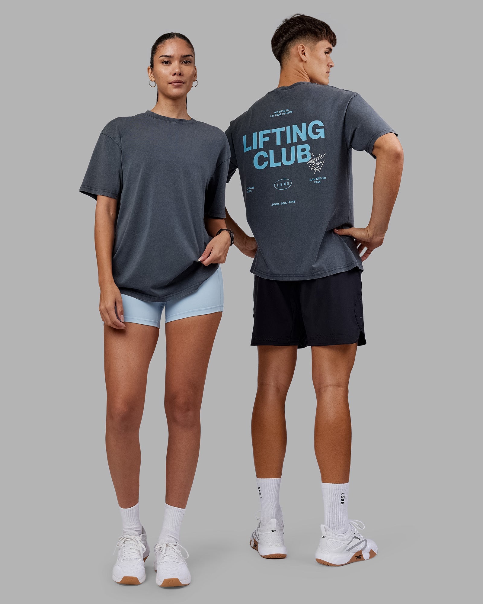 Unisex Lifting Club FLXCotton Tee Oversize - Dark Storm Washed