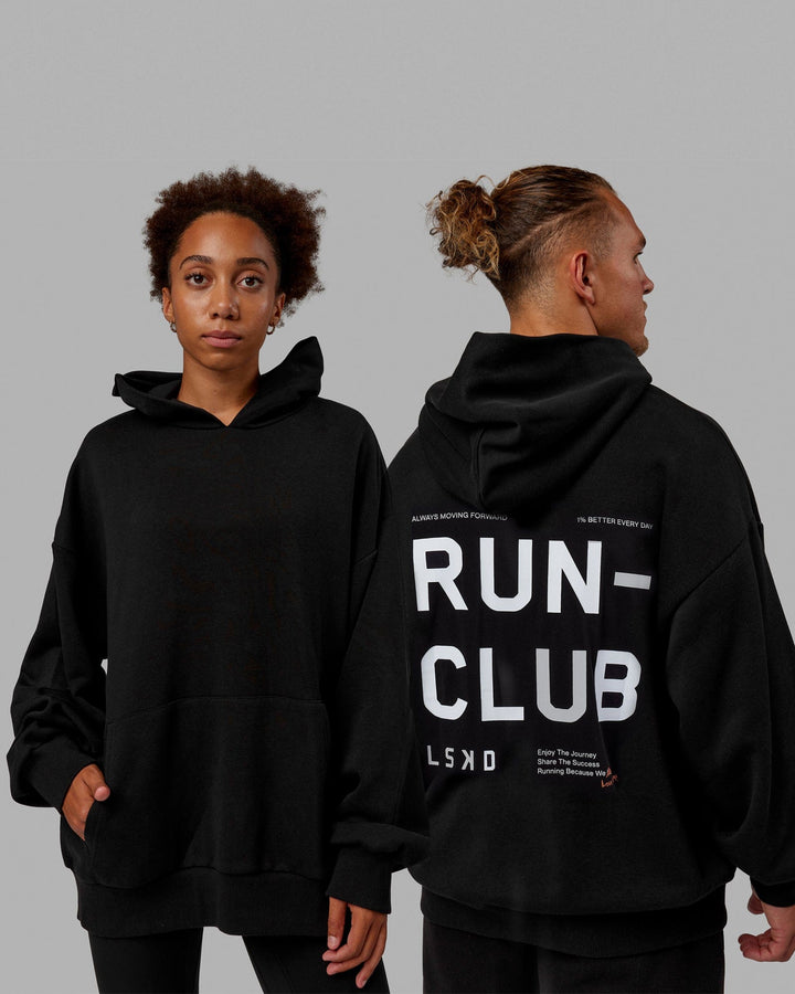 Unisex Love The Run Hoodie Oversize - Black-White
