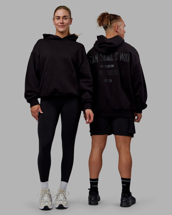 Duo wearing Sara Unisex Hoodie Oversize - Black-Black
