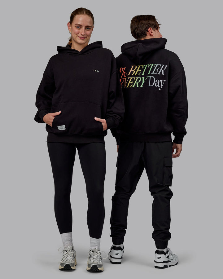 Duo wearing Unisex VS6 Hoodie Oversize - Pride-Black
