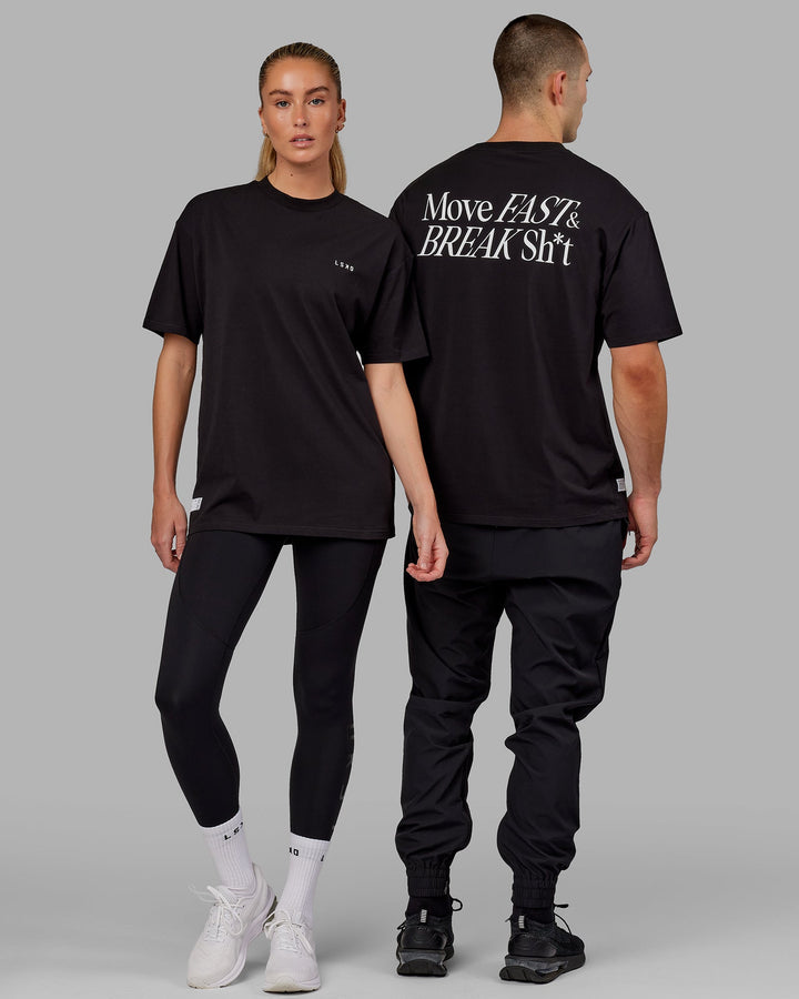 Duo wearing Unisex VS5 FLXCotton Tee Oversize - Black-White
