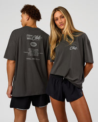 Duo wearing Values Run Club FLXCotton Tee - Dark Storm-Alloy | Model:Both | Size:Duo