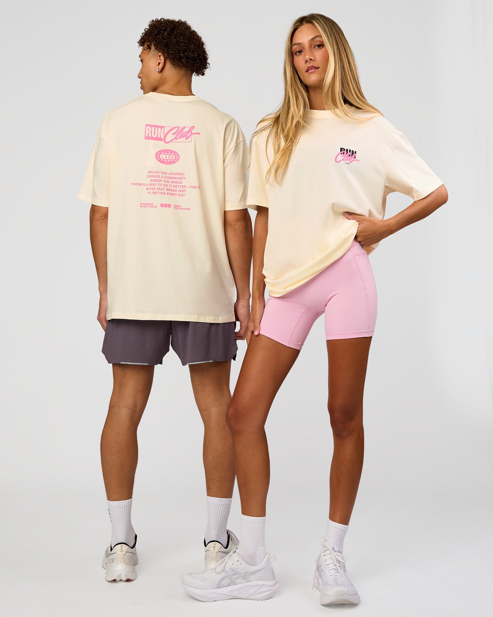 Values Run Club FLXCotton Tee - Off White-Candy Pink | LSKD – LSKD US