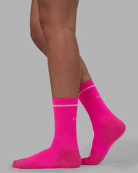 Fast Performance Crew Socks - Neon Pink-White | Thumbnail Index: 1