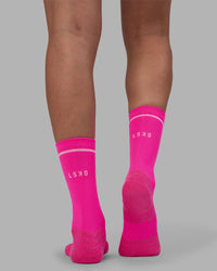 Fast Performance Crew Socks - Neon Pink-White | Thumbnail Index: 2