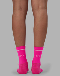 Fast Performance Quarter Socks - Neon Pink-White | Thumbnail Index: 2