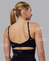 Woman wearing Twist Shelf Bra Tank - Black