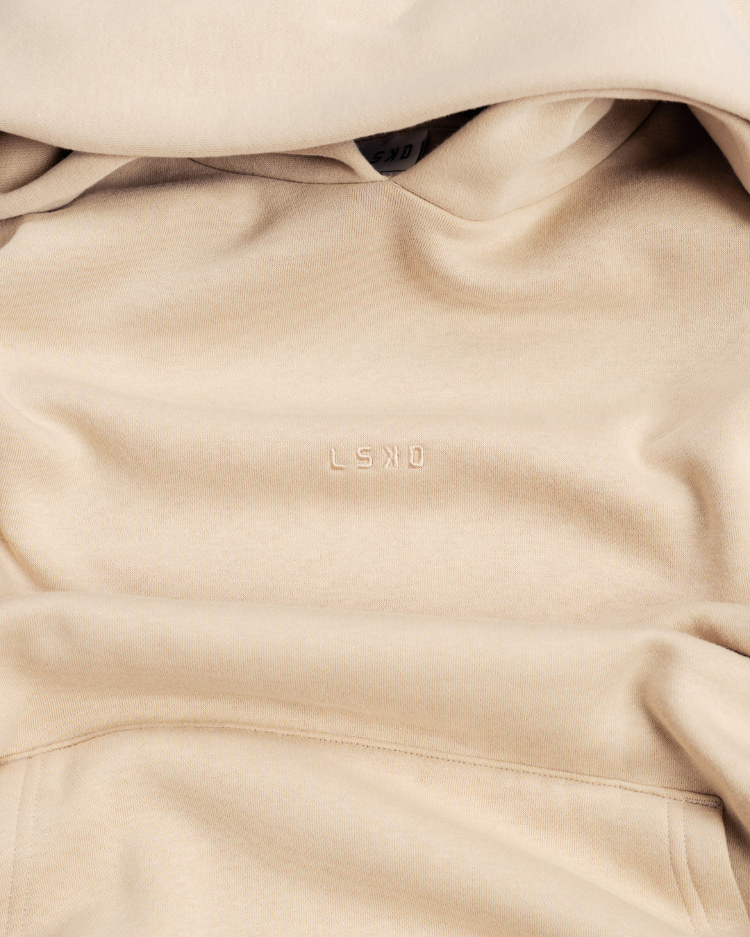 Close up of LSKD Logo on Base Oversized Hoodie - Shale Beige
 - view 14