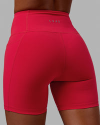 Women Wearing Flux Ultra High-Rise 6" Short Pockets - Scarlet
