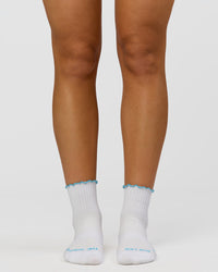 GG - Fast Frill Quarter Sock - GG- White-Baltic Sea