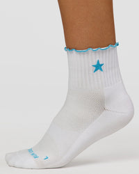 GG - Fast Frill Quarter Sock - GG- White-Baltic Sea | Thumbnail Index: 7