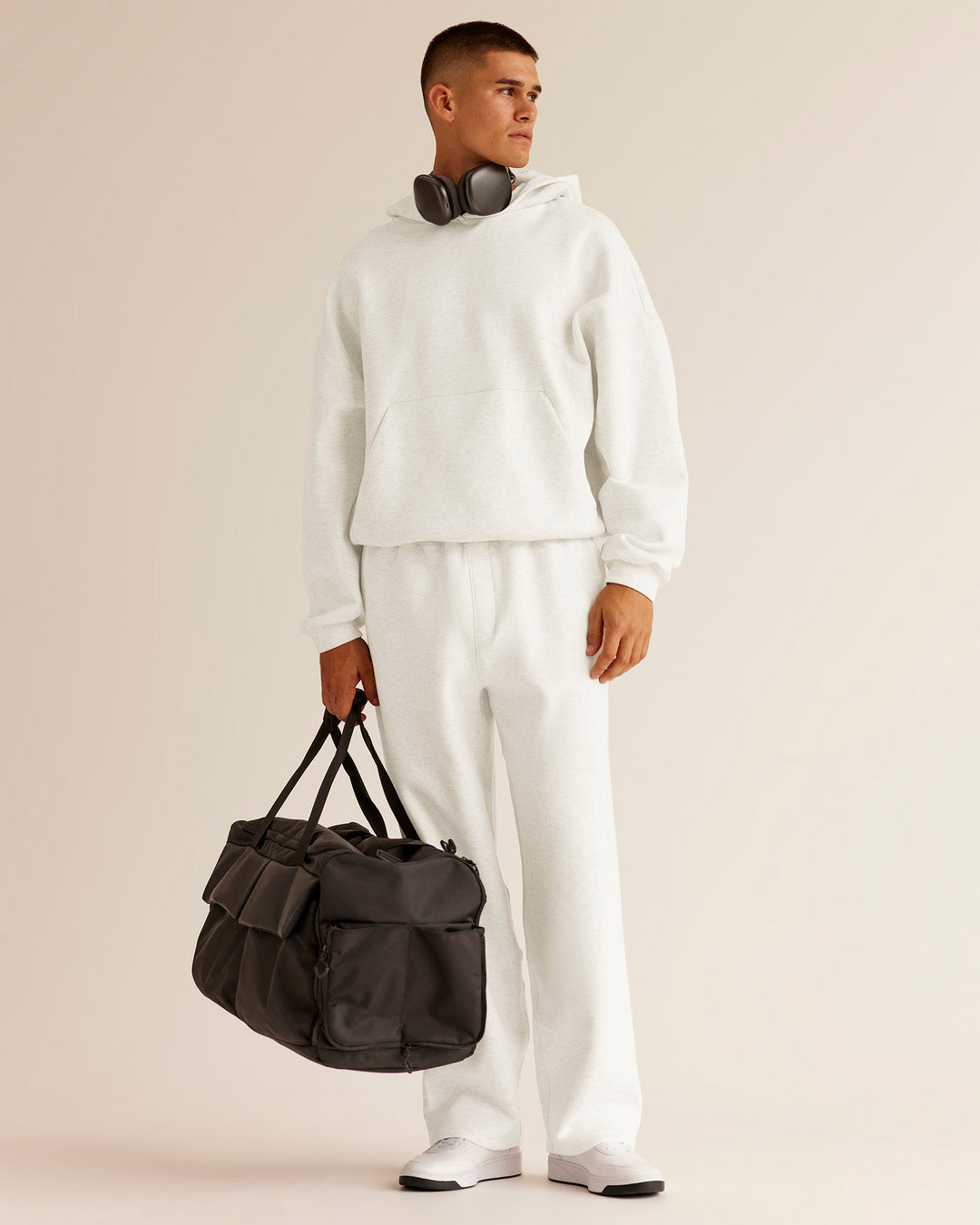 Man wearing AfterDark ZeroCrease Straight Leg Pant - Silver Marl | Model:Jackson | Size:L - view 6