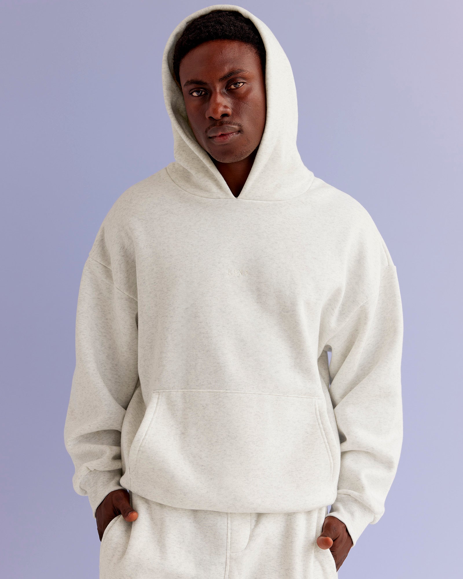 Base Oversized Hoodie - Silver Marl | LSKD – LSKD US