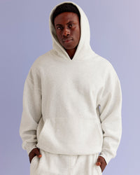 Man wearing Base Oversized Hoodie - Silver Marl | Model:Paabio | Size:L | Thumbnail Index: 8