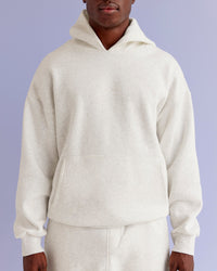 Man wearing Base Oversized Hoodie - Silver Marl | Model:Paabio | Size:L | Thumbnail Index: 9