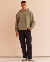 Man wearing Base Oversized Hoodie - Taupe Ash | Model:Jackson | Size:L | Thumbnail Index: 6
