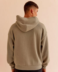 Man wearing Base Oversized Hoodie - Taupe Ash | Model:Jackson | Size:L | Thumbnail Index: 4