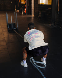 Man wearing Cali FLXCotton Oversized Tee - Digital Mist Washed | Model:Mathias | Size:L