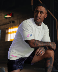 Man wearing Cali FLXCotton Oversized Tee - Digital Mist Washed | Model:Mathias | Size:L