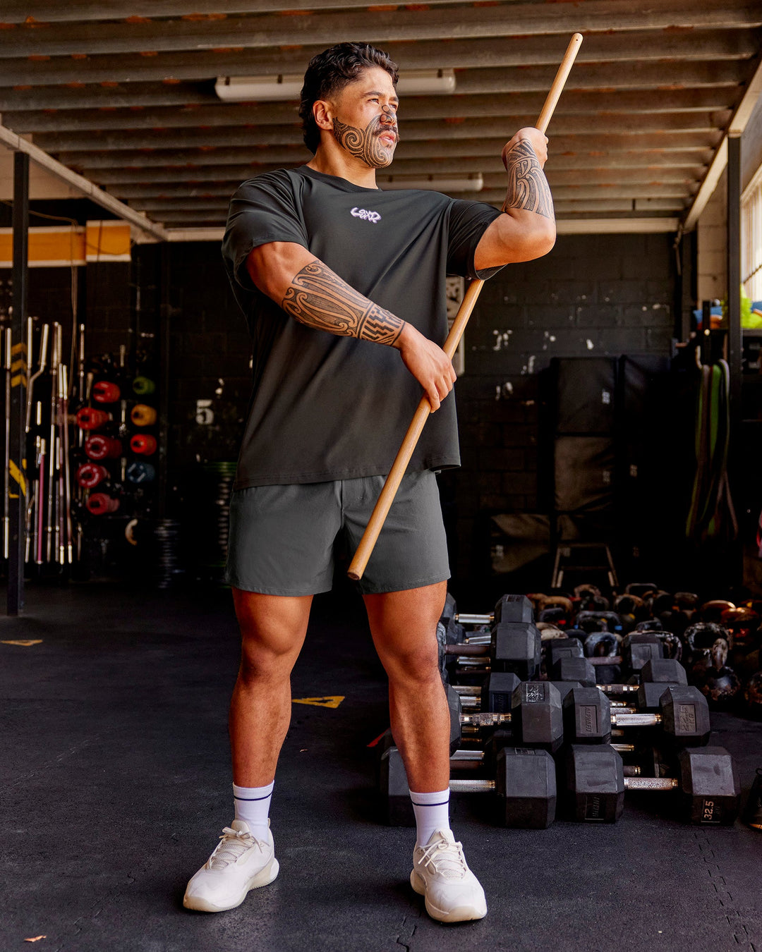 Man wearing Functional Training 5" Short - Dark Storm | Model:Hiko | Size:L - view 4