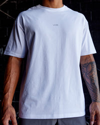 Man wearing Base FLXCotton Tee Oversized - White | Model:Xav | Size:L