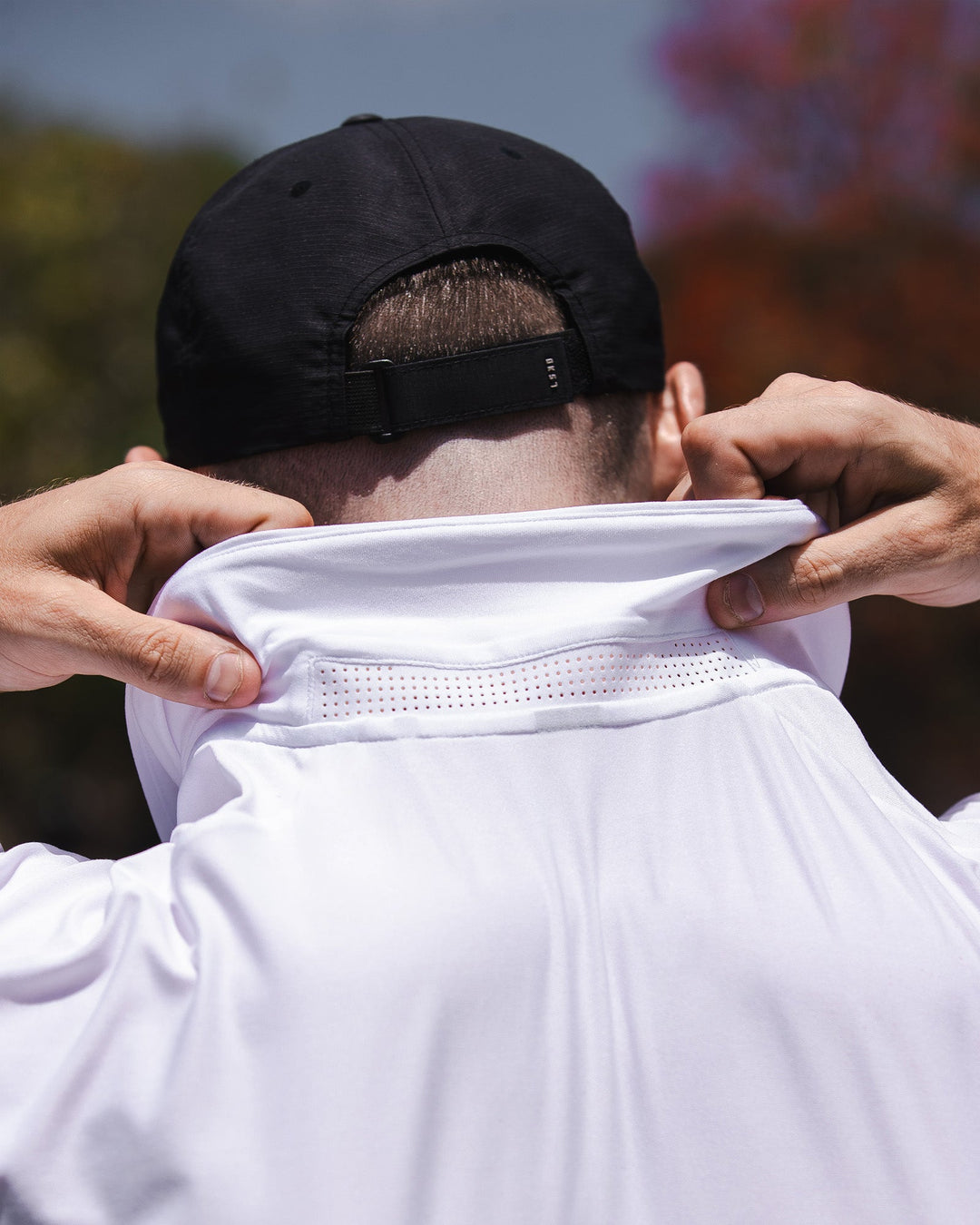 Man wearing Drive Polo - White | Model:Dylan | Size:L