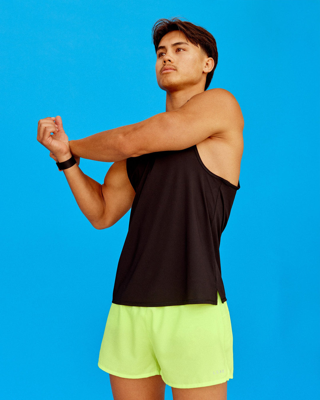 Man wearing Pace 3&quot; Performance Short - Lime Glo | Model:George | Size:L
