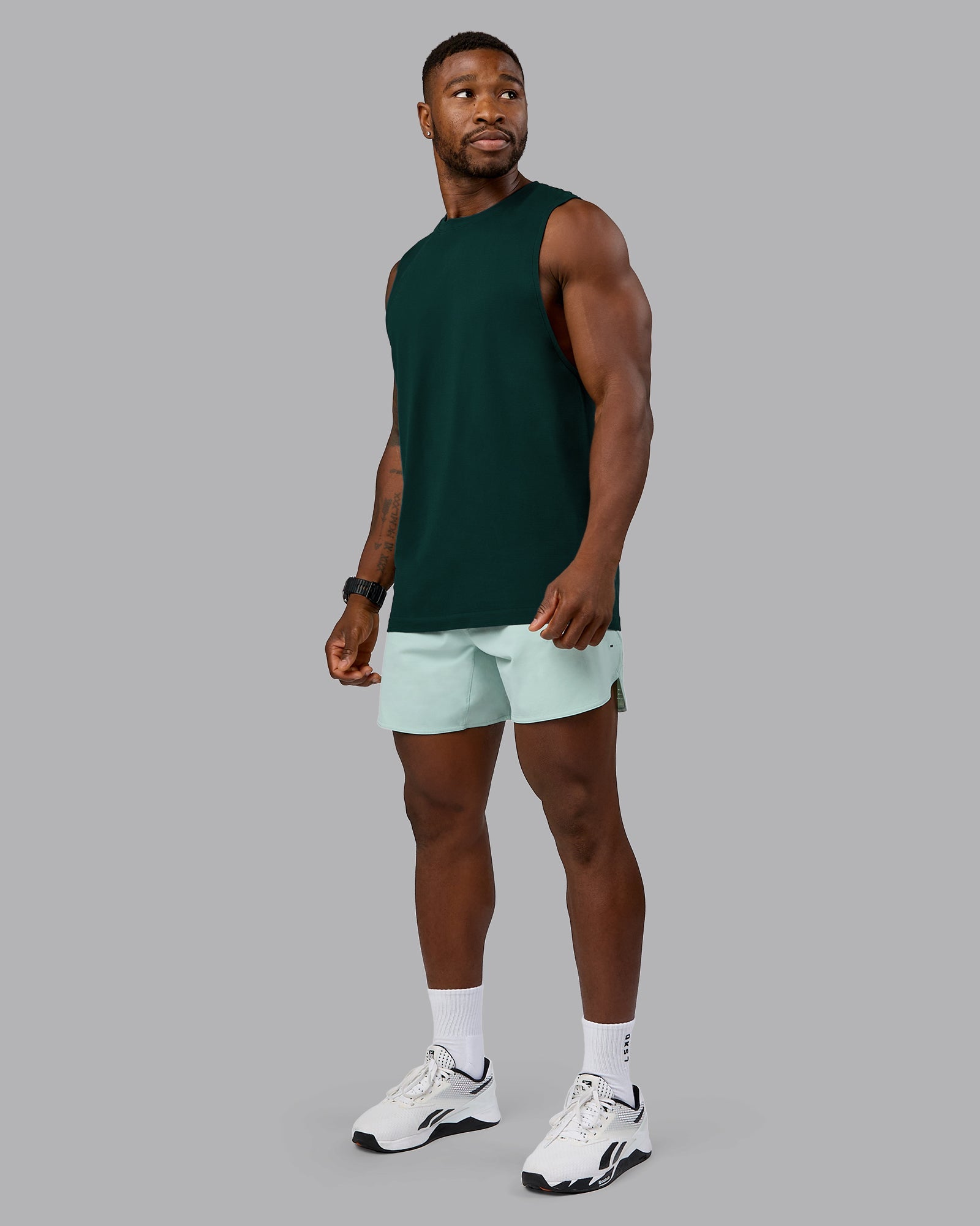 Salsation タンクトップ ダークグリーン Mens AeroFLX+ Seamless Muscle Tank - Dark Moss Marl | LSKD – LSKD US