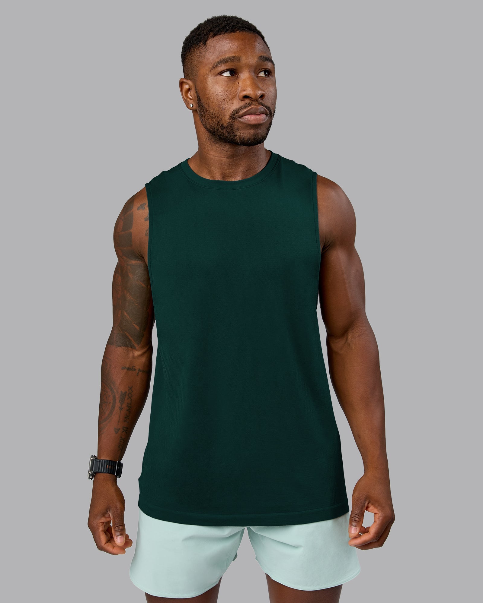 Mens AeroFLX+ Seamless Muscle Tank - Dark Moss Marl | LSKD – LSKD US