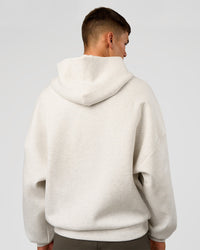 Man wearing AfterDark ZeroCrease Oversized Hoodie - Silver Marl | Model:Jackson |Size:L