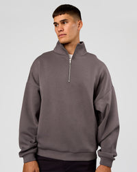 Man wearing AfterDark ZeroCrease Quarter Zip - Duskstone | Model:Jackson | Size:L