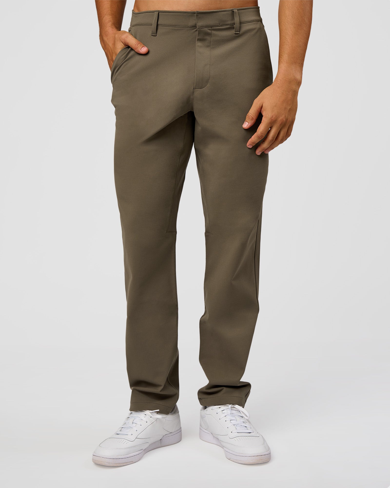 Woman wearing All Day ZeroCrease™  Regular Pant - Walnut Grey | Model:Jackson | Size:34